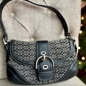 Coach Black and Gray Signature Shoulder Bag